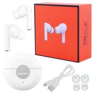 Беспроводные bluetooth-наушники P90 Pro Moin Max 5.0 с кейсом. Цвет: белый 00023846 фото