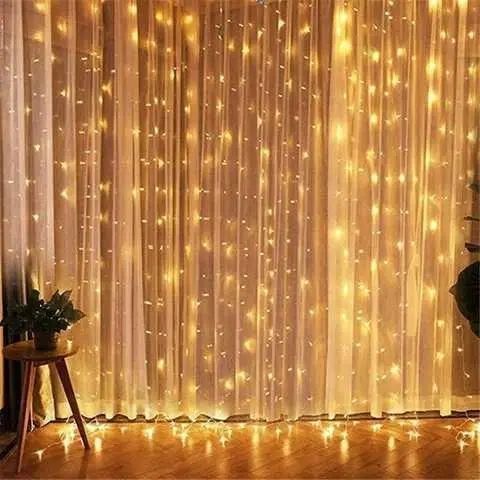 Гірлянда Водоспад USB штора 3х2м, білий теплий, 200 LED + пульт / Новорічна світлодіодна гірлянда на вікно 00024501 фото
