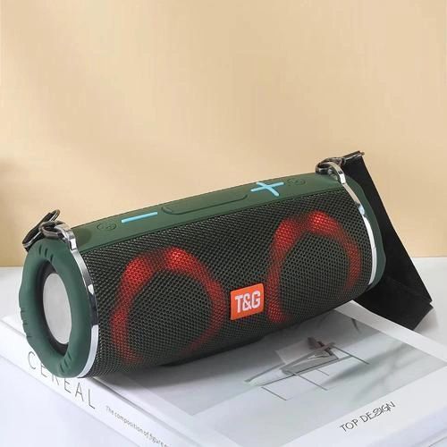 Портативная колонка TG642 с RGB подсветкой и ремешком, громкая блютуз колонка. Цвет: зеленый 00017214 фото