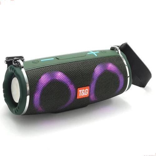 Портативная колонка TG642 с RGB подсветкой и ремешком, громкая блютуз колонка. Цвет: зеленый 00017214 фото