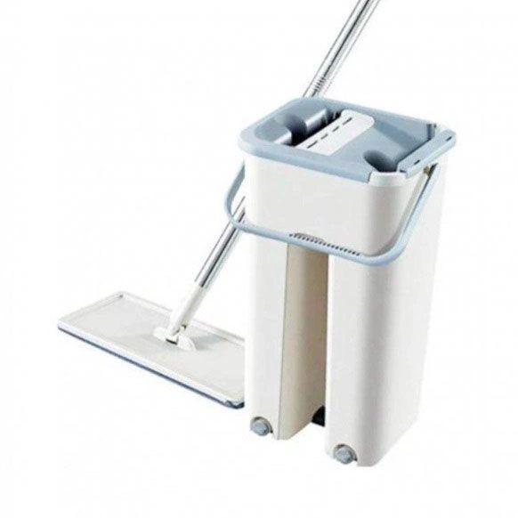 Швабра - ледар з відром і автоматичним віджимом 2 в 1 Hand Free Cleaning Mop 5 л. Колір: білий 00013385 фото