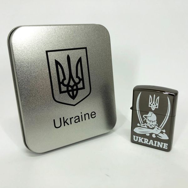 Дугова електроімпульсна запальничка USB Україна (металева коробка) HL-449. Колір: чорний 00022997 фото