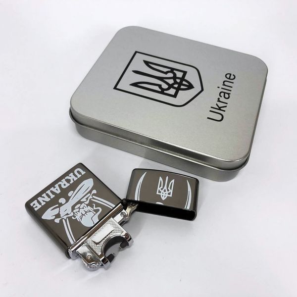 Дугова електроімпульсна запальничка USB Україна (металева коробка) HL-449. Колір: чорний 00022997 фото