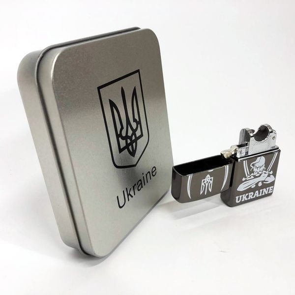 Дугова електроімпульсна запальничка USB Україна (металева коробка) HL-449. Колір: чорний 00022997 фото