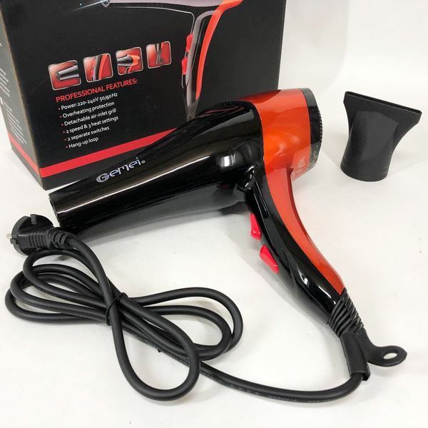 Фен GEMEI GM-1766 2.6 кВт АС, фен для голови, жіночий фен для волосся, фен сушка. Колір: помаранчевий 00015219 фото