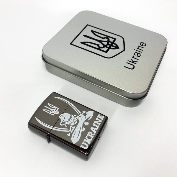 Дугова електроімпульсна запальничка USB Україна (металева коробка) HL-449. Колір: чорний 00022997 фото