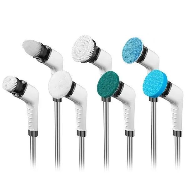 Электрическая щетка для уборки Cleaning Brush, набор 9 в 1, белая, товары для дома 00012895 фото