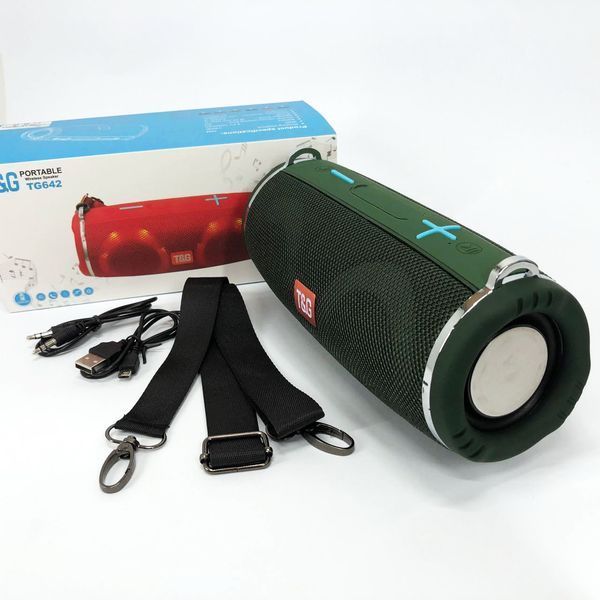 Портативная колонка TG642 с RGB подсветкой и ремешком, громкая блютуз колонка. Цвет: зеленый 00017214 фото