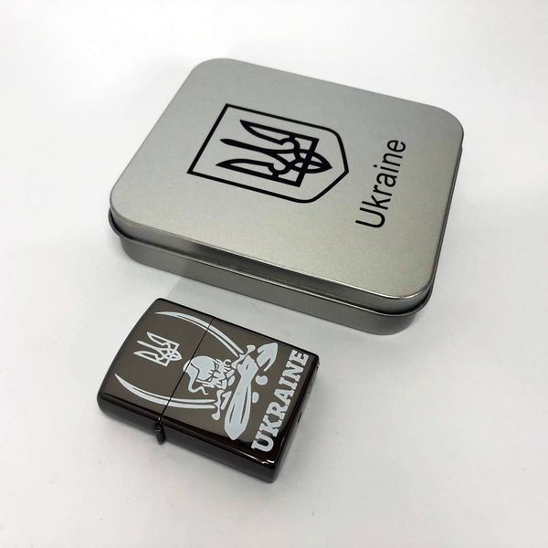 Дугова електроімпульсна запальничка USB Україна (металева коробка) HL-449. Колір: чорний 00022997 фото