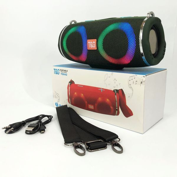 Портативная колонка TG642 с RGB подсветкой и ремешком, громкая блютуз колонка. Цвет: зеленый 00017214 фото