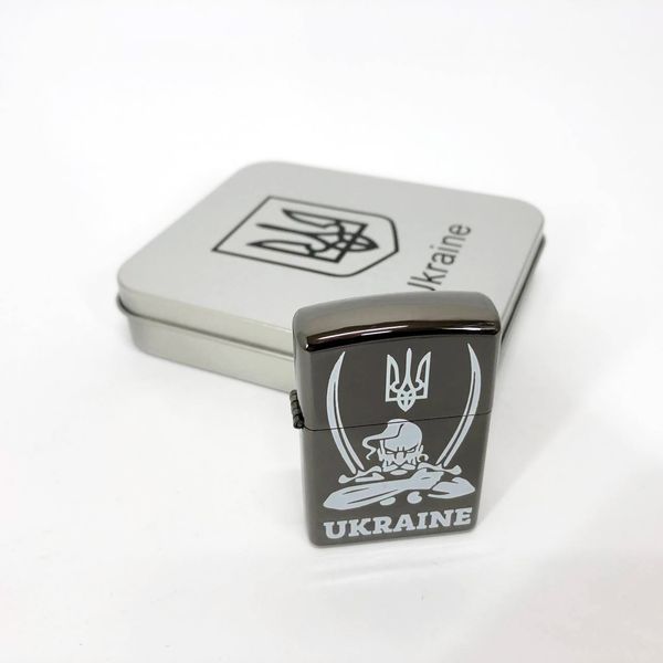Дугова електроімпульсна запальничка USB Україна (металева коробка) HL-449. Колір: чорний 00022997 фото