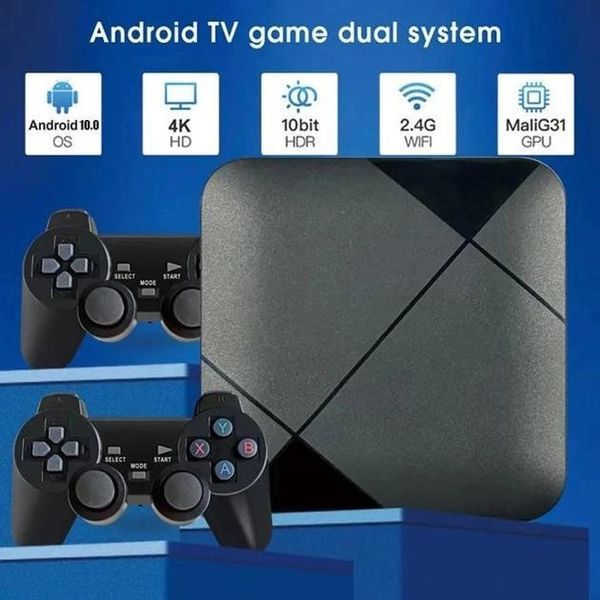 Игровая консоль приставка для телевизора 4K система Android TV 10 4G Wi-Fi HD с двумя джойстиками 00016317 фото