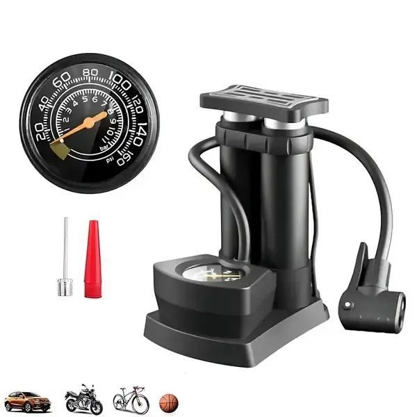 Портативний ножний насос з манометром Air pump AND 521-2414 Двоциліндровий насос 00017138 фото