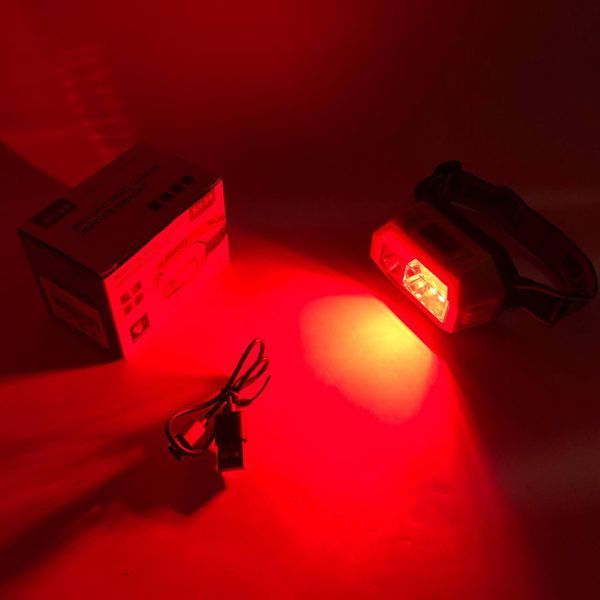 Фонарь налобный SH-S9-XPE+COB+3SMD(red), налобный фонарик с usb зарядкой, фонарь на голову для бега 00023373 фото