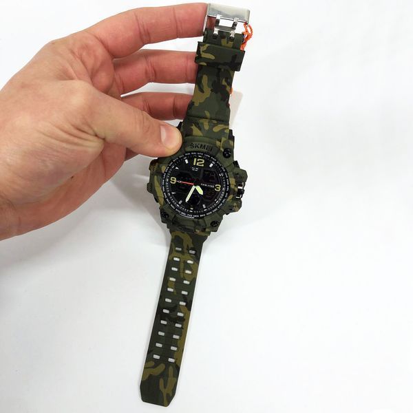 Часы наручные мужские SKMEI 1155BCMGN GREEN CAMO, брендовые мужские часы. Цвет: зеленый камуфляж 00022470 фото