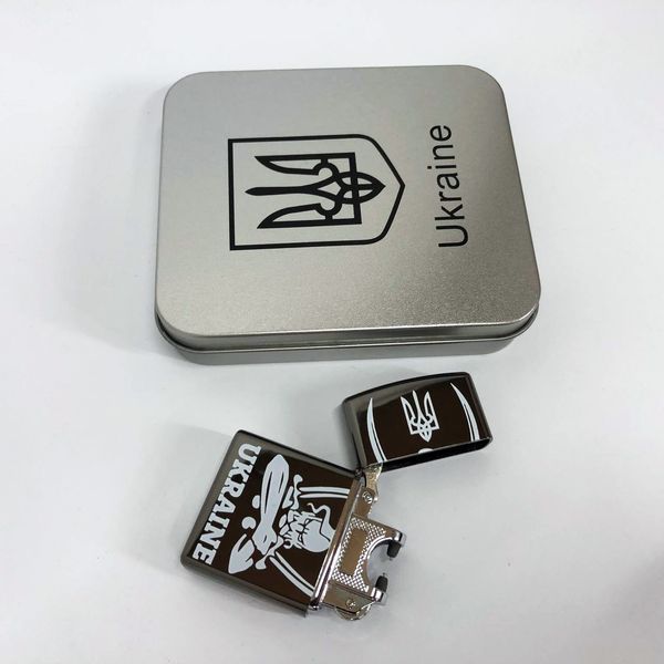 Дугова електроімпульсна запальничка USB Україна (металева коробка) HL-449. Колір: чорний 00022997 фото