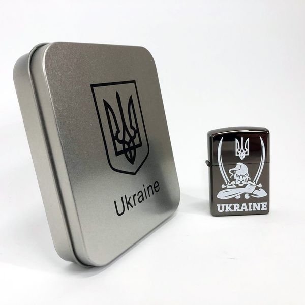 Дугова електроімпульсна запальничка USB Україна (металева коробка) HL-449. Колір: чорний 00022997 фото