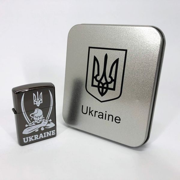 Дугова електроімпульсна запальничка USB Україна (металева коробка) HL-449. Колір: чорний 00022997 фото