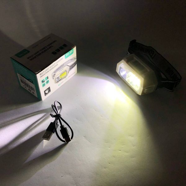 Фонарь налобный SH-S9-XPE+COB+3SMD(red), налобный фонарик с usb зарядкой, фонарь на голову для бега 00023373 фото