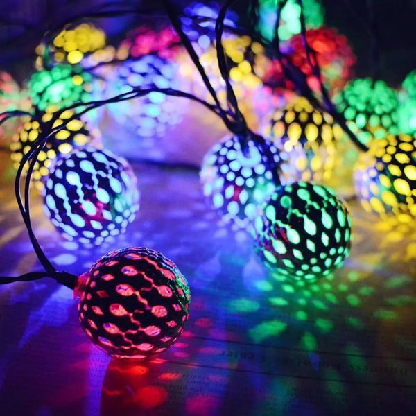 Гирлянда светодиодная Шарик металлический золотой, 20 LED, Мультицвет 00024833 фото