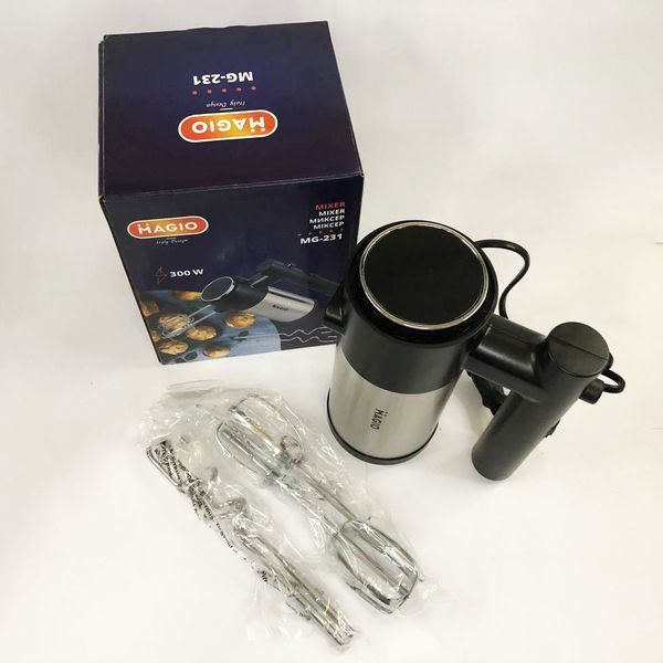 Миксер ручной MAGIO МG-231 300 Вт, миксер для взбивания, ручной миксер для кухни, миксер для кухни 00018869 фото
