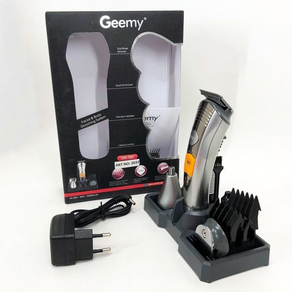 Набір для стрижки Pro Gemei GM-580 тример 7в1 для стрижки волосся, гоління бороди, для носа та вух, стайлер 00014365 фото