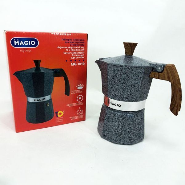 Гейзерная кофеварка Magio MG-1010 150 мл, гейзерная кофеварка для плиты, кофейник гейзерный 00019910 фото