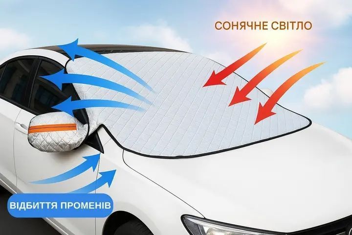 Накидка на лобовое стекло защита от снега 150х70 см чехол для машины от солнца дождя зимний тент 00016945 фото
