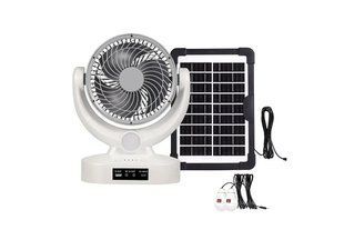 Вентилятор портативный Megatop (MT-801LS) (8", солнечная панель, 1 LED лампа, 3 скорости, 8Вт, USB, 3.7V/2400 мАч) 00018533 фото
