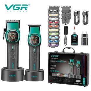 Комплект VGR 2 в 1 V-885 S2 GREEN, аккумуляторная машинка для стрижки и триммер 00015265 фото