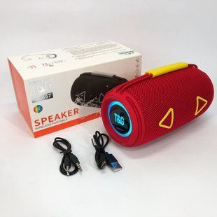 Bluetooth-колонка TG657 с RGB подсветкой 1500 mAh, Беспроводная колонка портативная мощная. Цвет: красный 00017244 фото