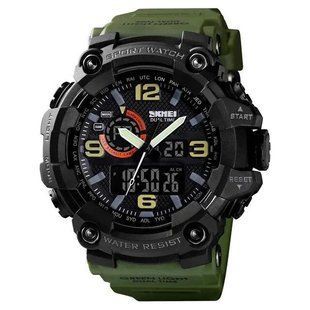 Часы наручные мужские SKMEI 1520AG ARMY GREEN, военные мужские наручные часы зеленые. Цвет: зеленый 00022044 фото