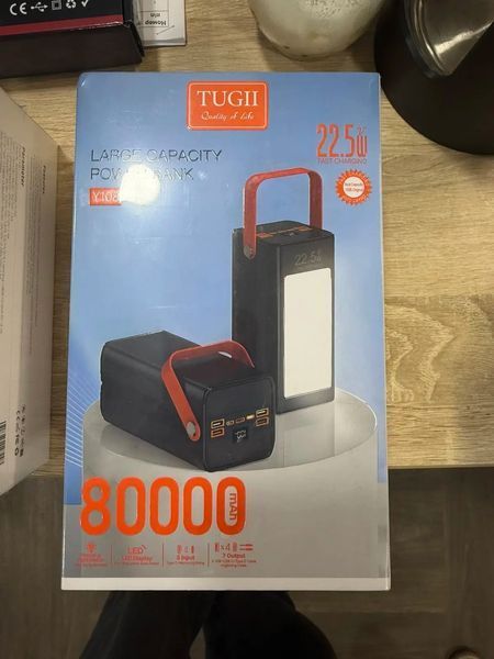 Внешний аккумулятор (Tugii Y108) Power Bank 80000 мАч с быстрой зарядкой 22,5 Вт 00018085 фото