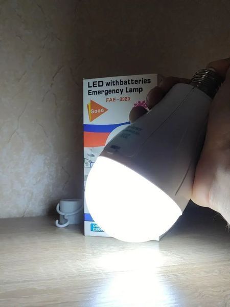Аварийная светодиодная лампа 20W с аккумулятором на патрон лампочка Led аккумуляторная под цоколь 00023722 фото