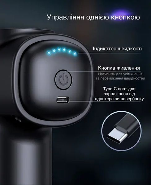 Перкусійний масажер для тіла та м'язів, ручний пістолет GYRO Muscle M7 Gun Massager 00015654 фото