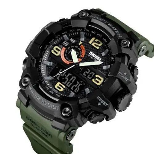 Часы наручные мужские SKMEI 1520AG ARMY GREEN, военные мужские наручные часы зеленые. Цвет: зеленый 00022044 фото