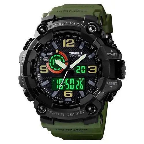 Часы наручные мужские SKMEI 1520AG ARMY GREEN, военные мужские наручные часы зеленые. Цвет: зеленый 00022044 фото