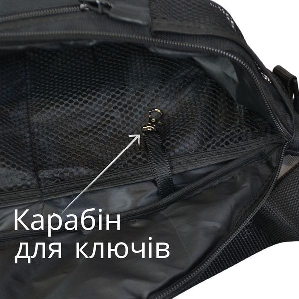 Качественная большая сумка &ndash; бананка на 8 карманов, мужская женская поясная сумка, черная из ткани 00018282 фото