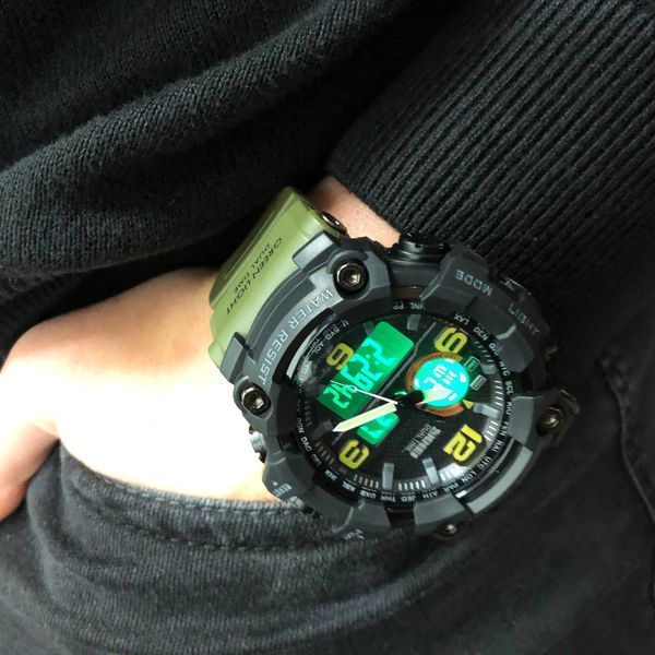 Часы наручные мужские SKMEI 1520AG ARMY GREEN, военные мужские наручные часы зеленые. Цвет: зеленый 00022044 фото