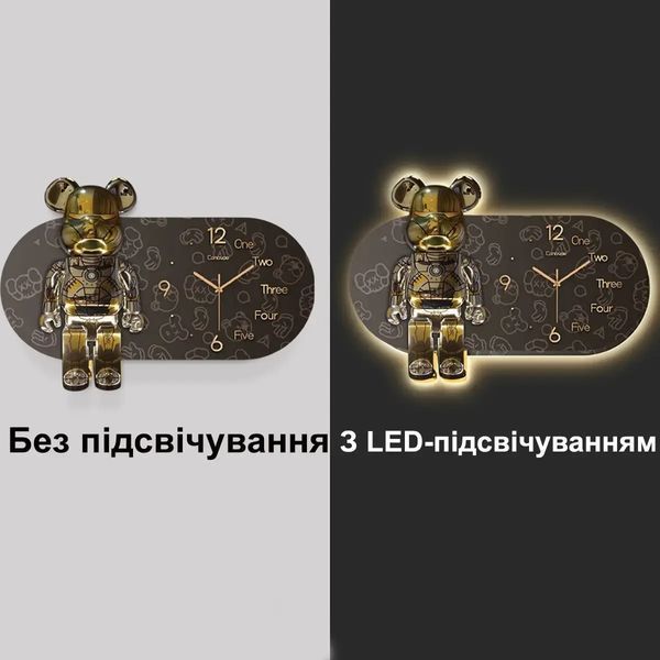 Годинники настінні овальні "Ведмедик" з LED підсвічуванням (NCH-40-60) 00022368 фото