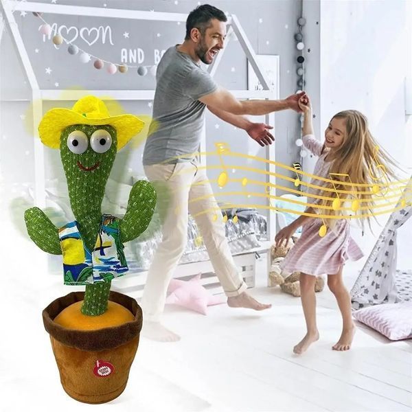 Танцующий кактус, свето - музыкальная игрушках, Dancing Cactus TikTok кактус в вазоне 34 см 00015843 фото