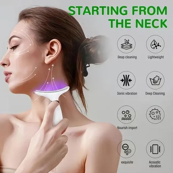 Аккумуляторный электрический массажер для лица Neck Beauty Device с LED-дисплеем, 7 режимов, USB-зарядка 00015750 фото