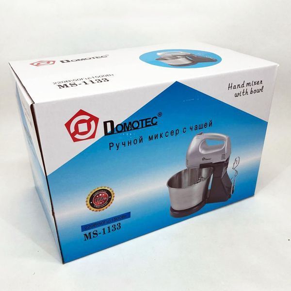 Ручний міксер Domotec MS-1133 міксер із металевою чашею та підставкою, міксер кухонний стаціонарний 00019911 фото