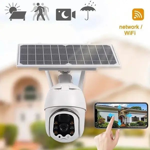 Поворотная уличная IP Solar камера PTZ видеонаблюдения с солнечной панелью 00024364 фото