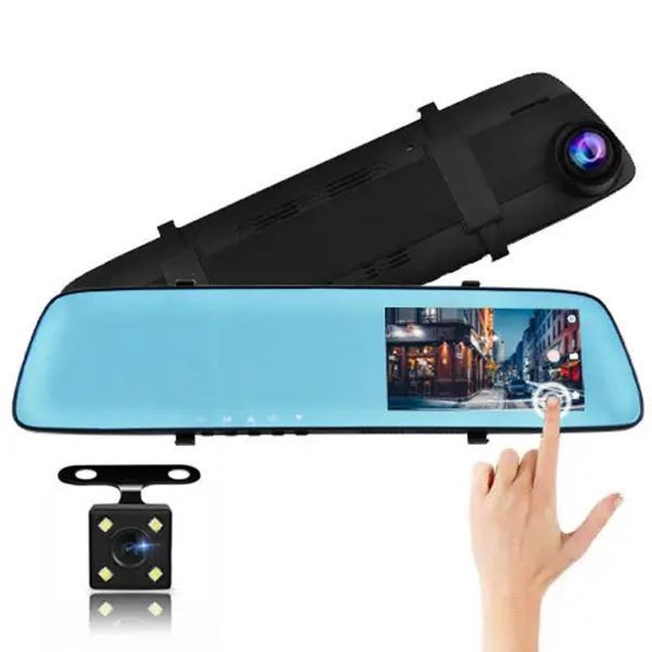 Автомобільний відеореєстратор-дзеркало L-9003 4,3" TOUCH SCREEN 2 камери 1080P Full HD 00017029 фото