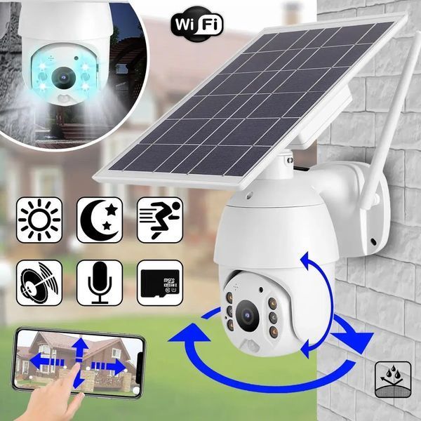 Поворотная уличная IP Solar камера PTZ видеонаблюдения с солнечной панелью 00024364 фото