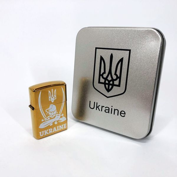 Дугова електроімпульсна запальничка USB Україна (металева коробка) HL-449. Колір: золотий 00023036 фото