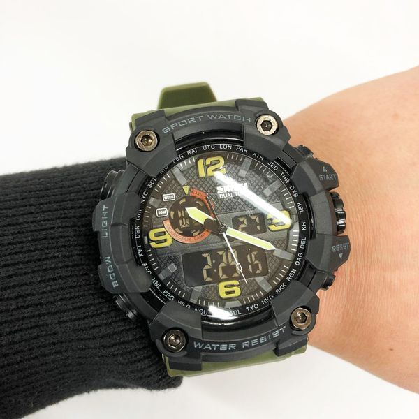 Часы наручные мужские SKMEI 1520AG ARMY GREEN, военные мужские наручные часы зеленые. Цвет: зеленый 00022044 фото