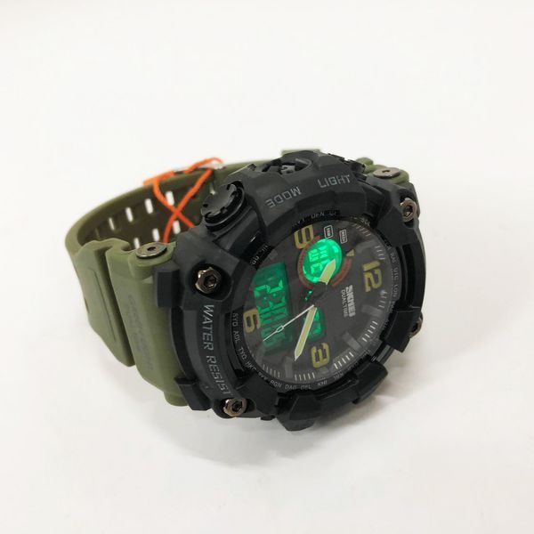Часы наручные мужские SKMEI 1520AG ARMY GREEN, военные мужские наручные часы зеленые. Цвет: зеленый 00022044 фото