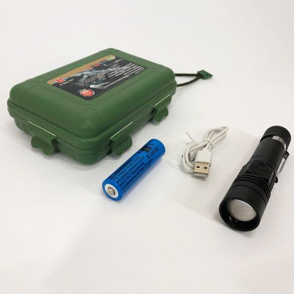 Тактический фонарь Bailong BL-518/8518-T6 3 режима работы zoom з/у microUSB кейс, карманный мини фонарь 00022897 фото